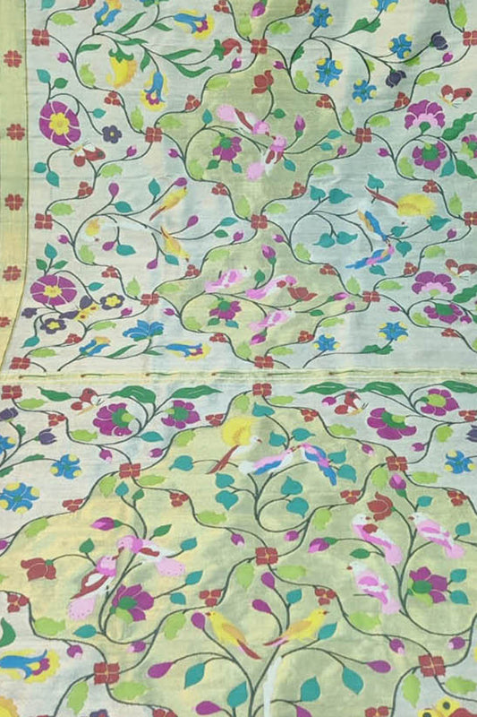 Multicolor Paithani Handloom Pure Silk Brocade Saree - Luxurion World