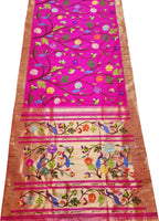 Pink Paithani Handloom Pure Silk Saree - Luxurion World