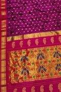 Purple Paithani Handloom Pure Silk Maharani Pallu Peacock Design Saree - Luxurion World
