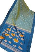 Elegant Blue Shot Paithani Pure Silk Muniya Border Saree - Luxurion World