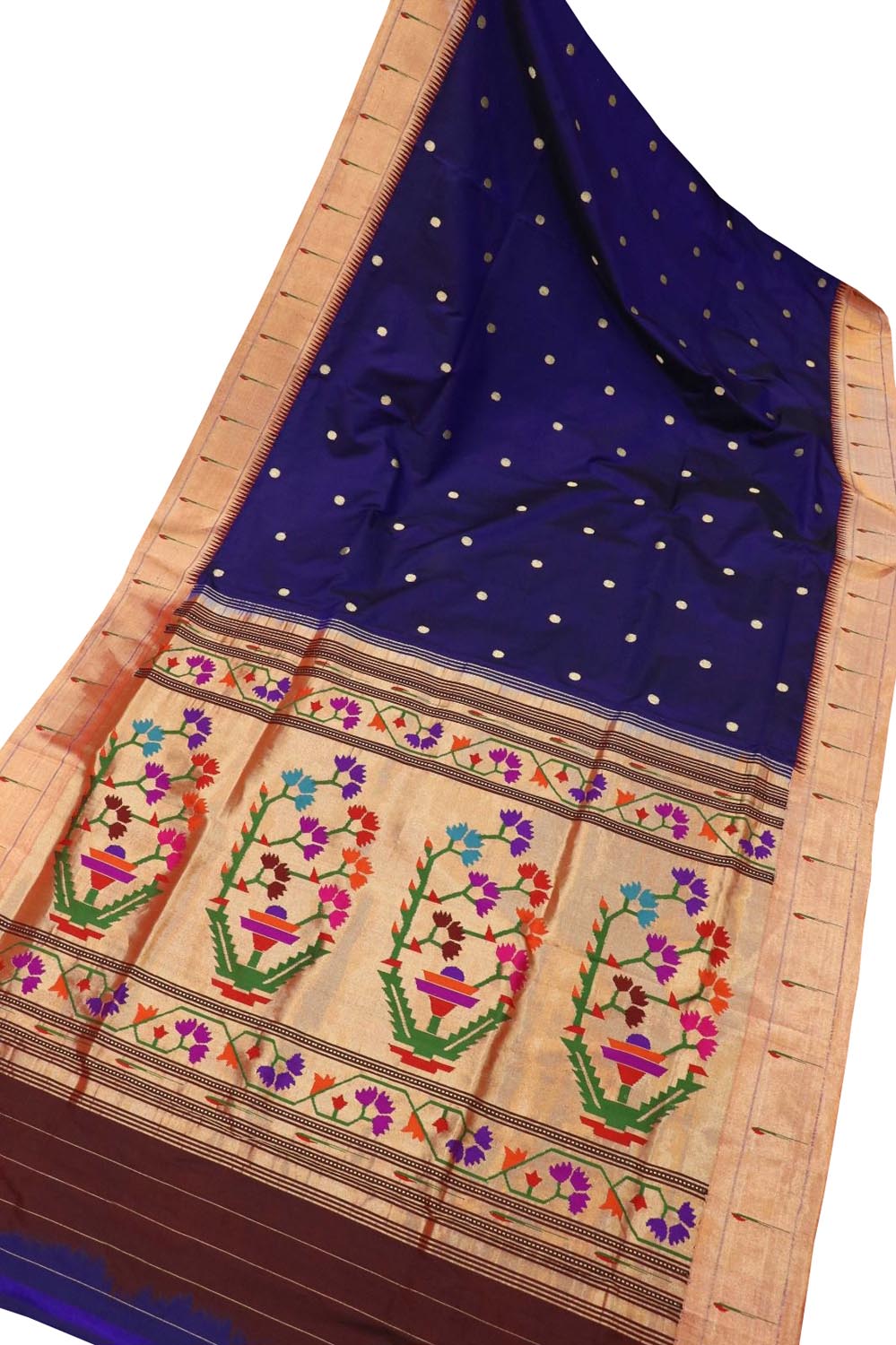 Exquisite Blue Paithani Handloom Silk Saree with Muniya Border - Luxurion World