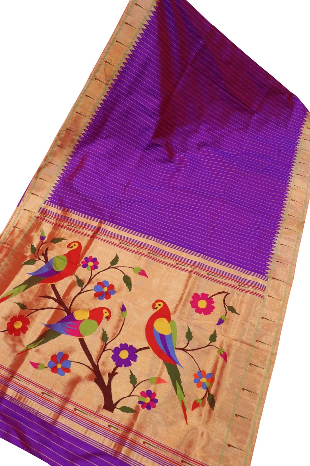 Elegant Purple Paithani Silk Saree with Muniya Border - Luxurion World