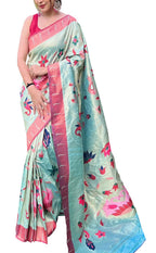 Elegant Blue Paithani Brocade Silk Saree: A Timeless Classic - Luxurion World
