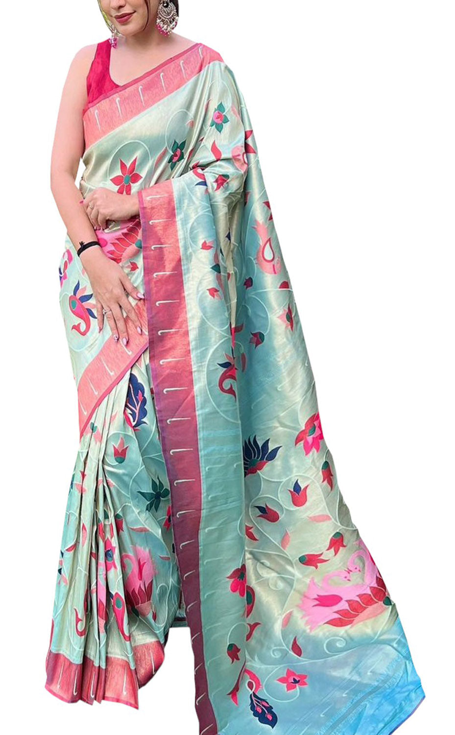 Elegant Blue Paithani Brocade Silk Saree: A Timeless Classic - Luxurion World
