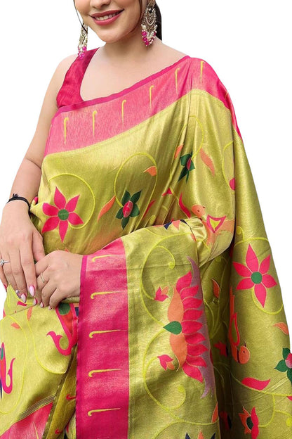 Exquisite Green Paithani Brocade Silk Saree: A Timeless Elegance - Luxurion World
