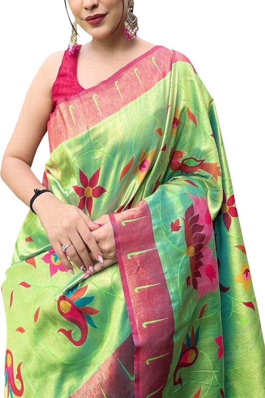 Exquisite Green Paithani Brocade Silk Saree: A Timeless Elegance - Luxurion World