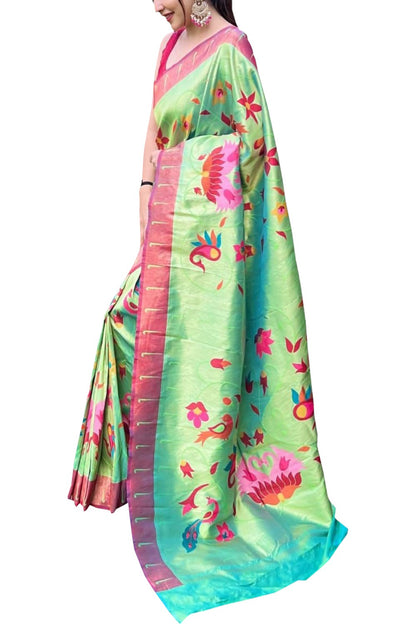 Exquisite Green Paithani Brocade Silk Saree: A Timeless Elegance - Luxurion World
