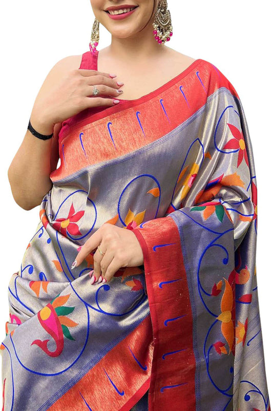 Elegant Blue Paithani Brocade Silk Saree: A Timeless Beauty - Luxurion World