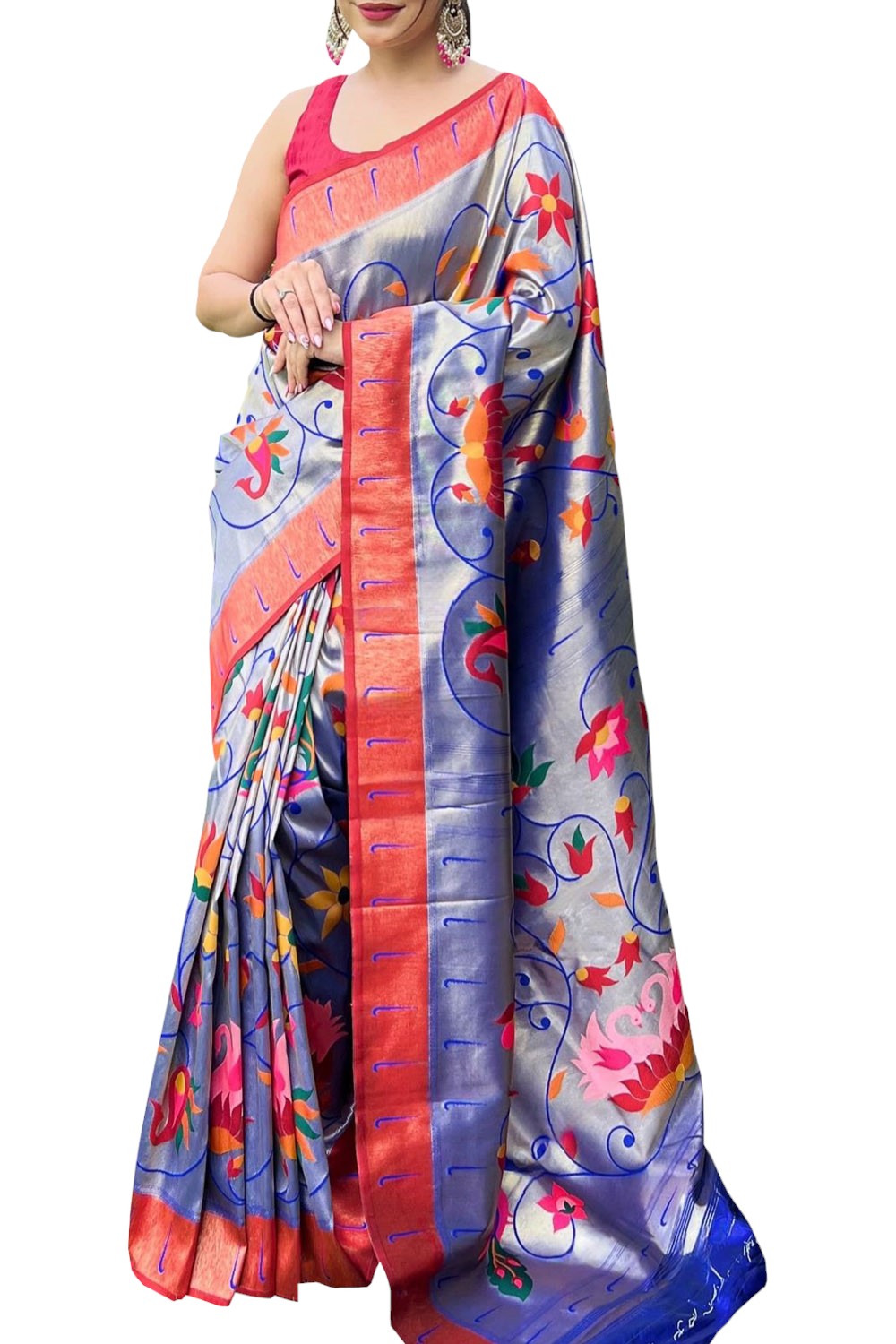 Elegant Blue Paithani Brocade Silk Saree: A Timeless Beauty - Luxurion World