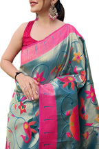 Elegant Blue Paithani Brocade Silk Saree: A Timeless Classic - Luxurion World