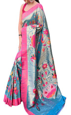 Elegant Blue Paithani Brocade Silk Saree: A Timeless Classic - Luxurion World