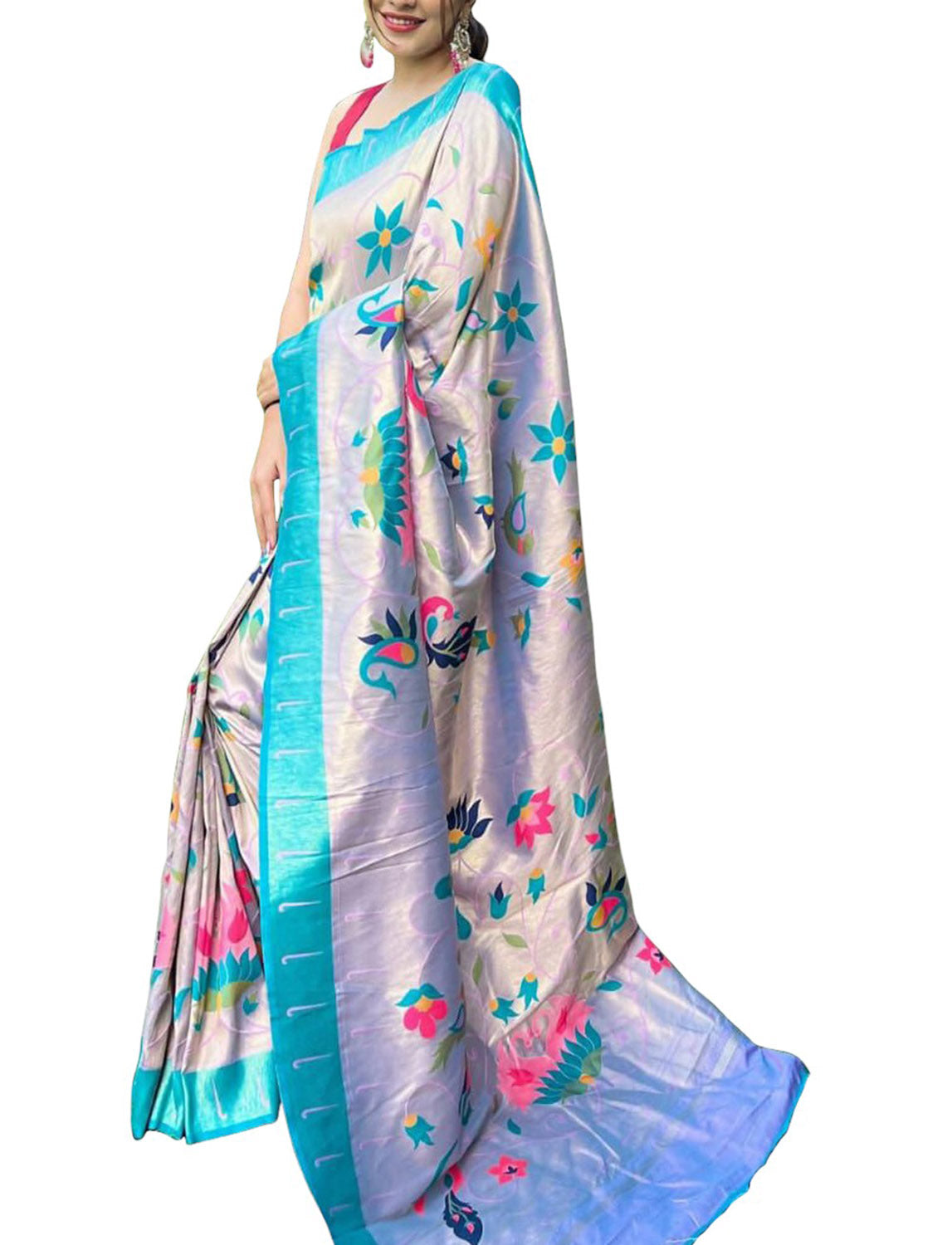Elegant Blue Paithani Brocade Silk Saree: A Timeless Classic - Luxurion World