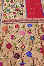 Red Paithani Handloom Pure Silk Saree - Luxurion World