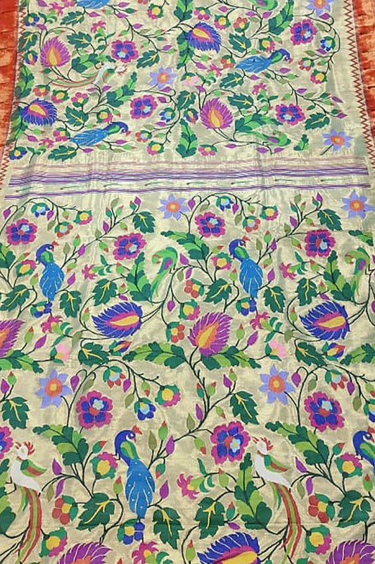 Multicolor Paithani Handloom Pure Silk Saree - Luxurion World