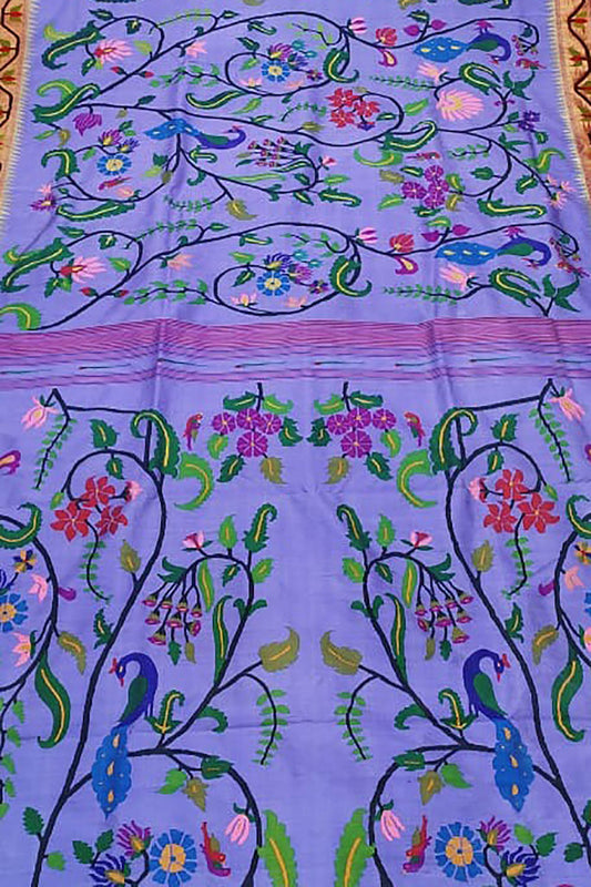Purple Paithani Handloom Pure Silk Saree - Luxurion World