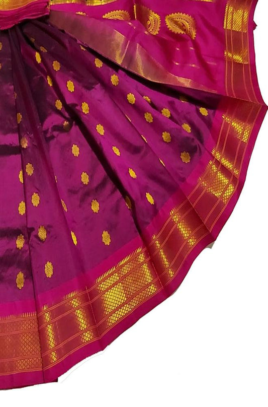 Pink Handloom Paithani Pure Silk Saree - Luxurion World