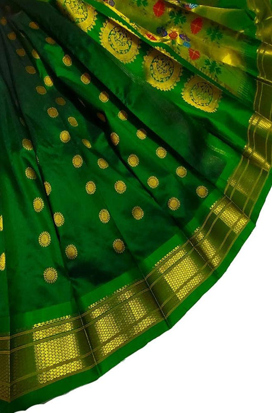 Green Handloom Paithani Pure Silk Saree - Luxurion World