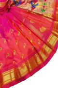 Pink Handloom Paithani Pure Silk Saree - Luxurion World