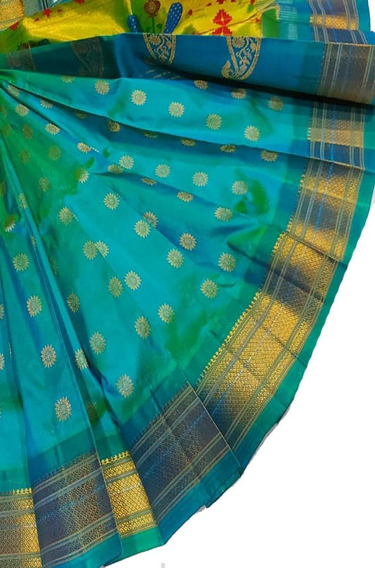 Blue Handloom Paithani Pure Silk Saree - Luxurion World