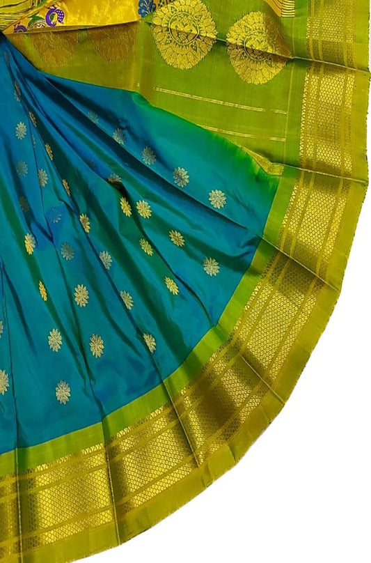 Blue Handloom Paithani Pure Silk Saree - Luxurion World