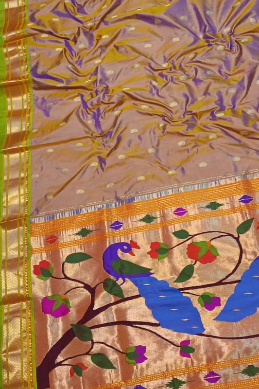 Pastel Handloom Paithani Pure Silk Saree - Luxurion World