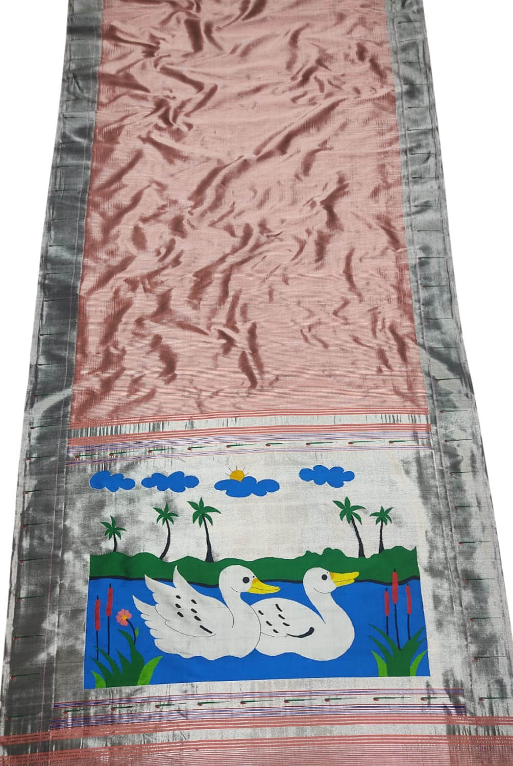 Pink Paithani Handloom Pure Silk Single Muniya Border Saree - Luxurion World