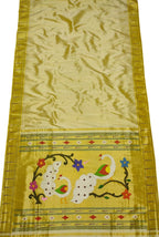 Yellow Paithani Handloom Pure Silk Single Muniya Border Saree - Luxurion World