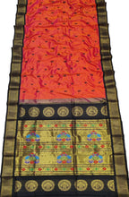 Orange Paithani Pure Silk Peacock Saree - Handloom Masterpiece - Luxurion World