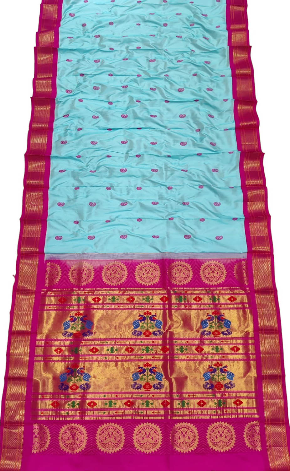 Peacock Design Pure Silk Paithani Saree - Handloom Craftsmanship - Luxurion World
