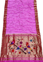Pure Silk Pink Paithani Handloom Saree: Traditional Elegance - Luxurion World