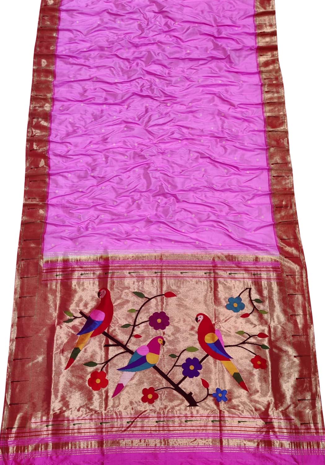Pure Silk Pink Paithani Handloom Saree: Traditional Elegance - Luxurion World