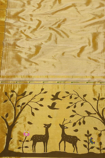 Pure Silk Yellow Paithani Handloom Saree: Traditional Elegance - Luxurion World