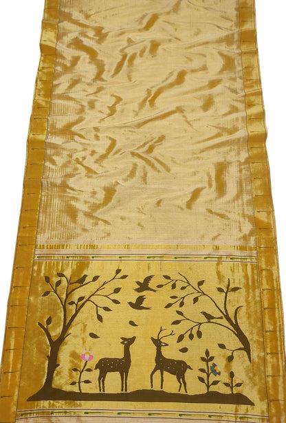 Pure Silk Yellow Paithani Handloom Saree: Traditional Elegance - Luxurion World