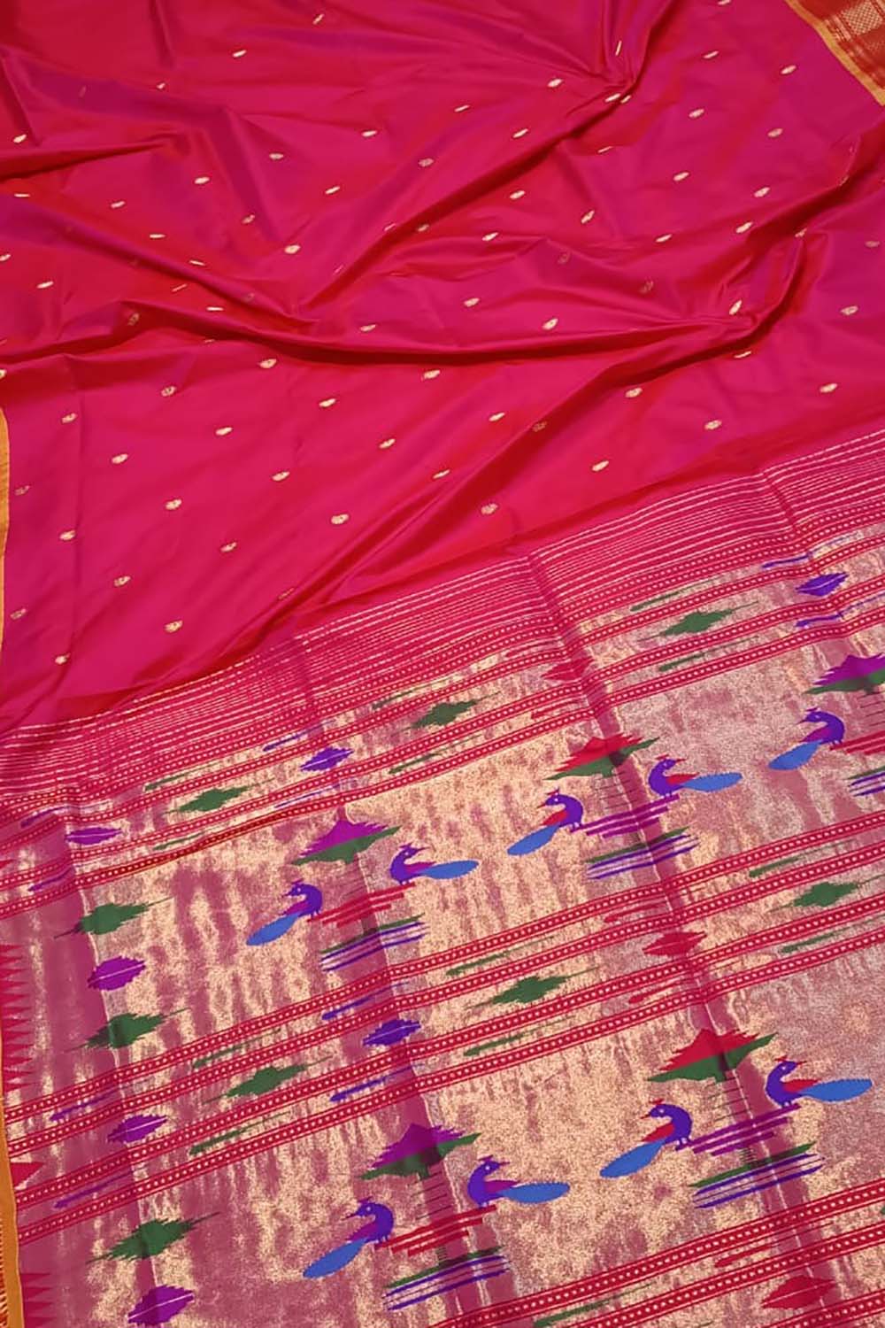 Pure Silk Pink Paithani Handloom Saree: Traditional Elegance - Luxurion World