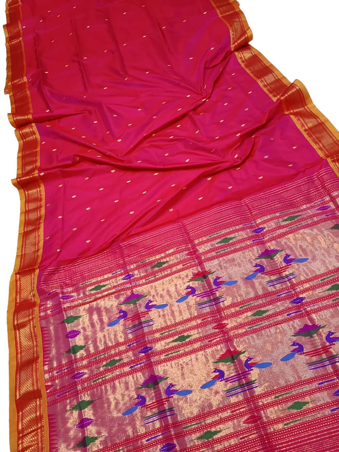 Pure Silk Pink Paithani Handloom Saree: Traditional Elegance - Luxurion World