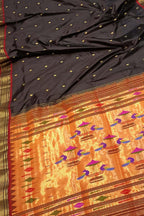 Exquisite Black Paithani Handloom Silk Saree - Pure Elegance - Luxurion World