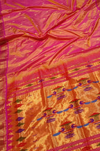 Pure Silk Pink Paithani Handloom Saree: Traditional Elegance - Luxurion World