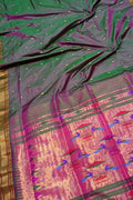 Stunning Green Paithani Silk Saree - Handloom Perfection - Luxurion World