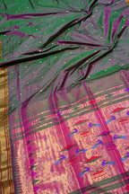 Stunning Green Paithani Silk Saree - Handloom Perfection - Luxurion World