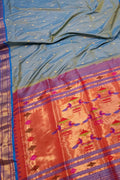 Pure Silk Blue Paithani Handloom Saree - Traditional Elegance - Luxurion World