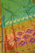 Stunning Green Paithani Silk Saree - Handloom Pure Elegance - Luxurion World