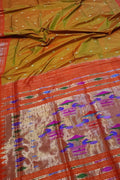 Pure Silk Green Paithani Handloom Saree - Traditional Elegance - Luxurion World