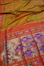 Pure Silk Green Paithani Handloom Saree - Traditional Elegance - Luxurion World