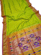 Pure Silk Green Paithani Handloom Saree: Traditional Elegance - Luxurion World