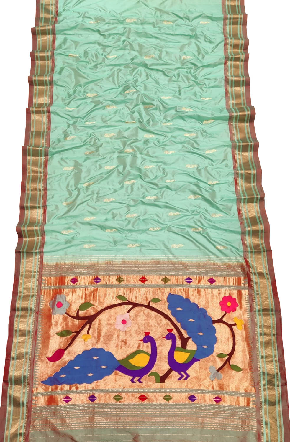 Green Paithani Handloom Pure Silk Saree - Luxurion World