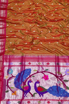Pure Silk Brown Paithani Handloom Saree: Traditional Elegance - Luxurion World