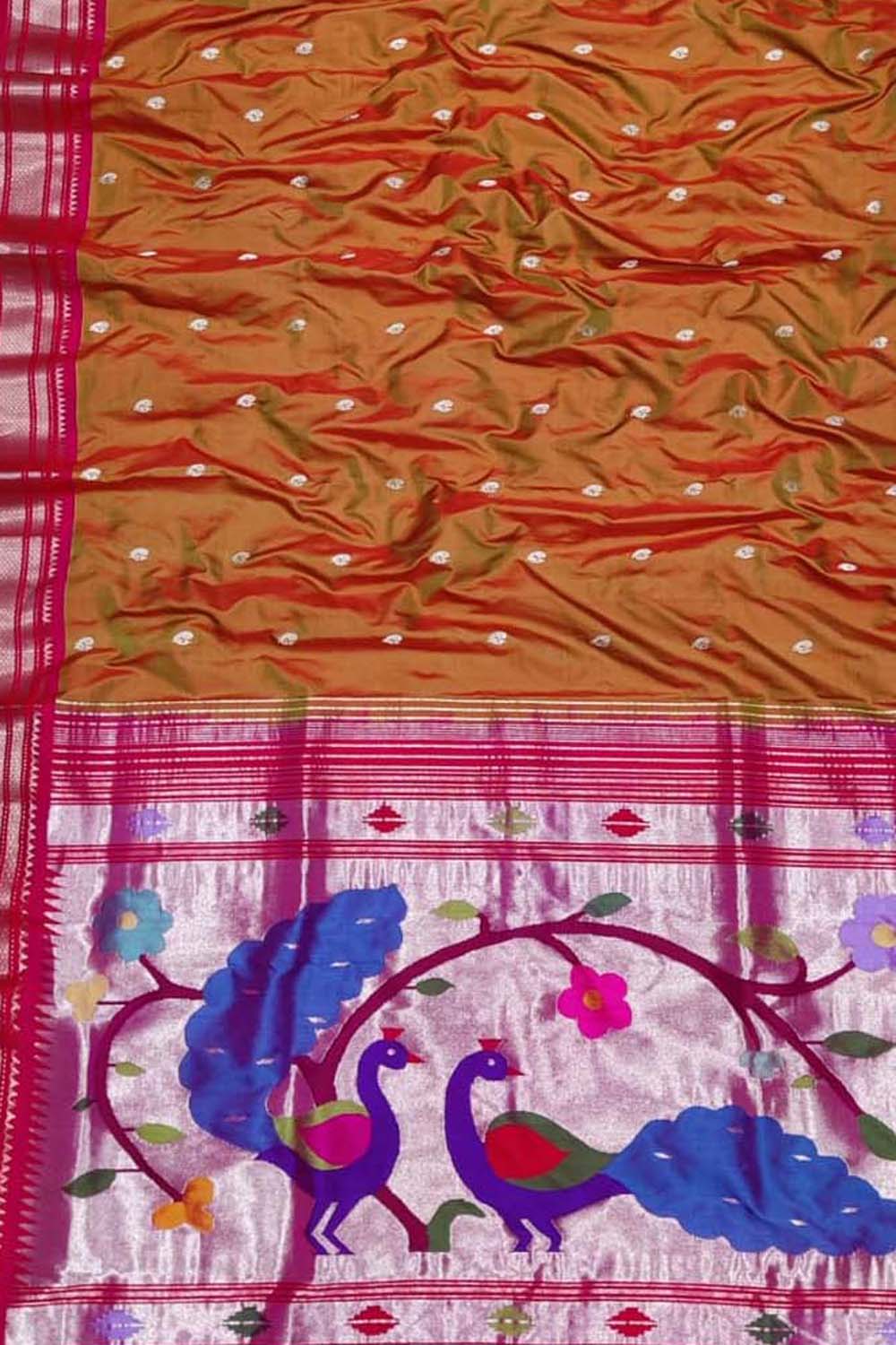 Pure Silk Brown Paithani Handloom Saree: Traditional Elegance - Luxurion World