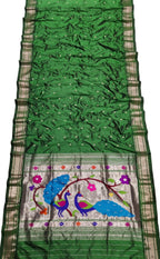 Stunning Green Paithani Handloom Silk Saree - Pure Elegance - Luxurion World