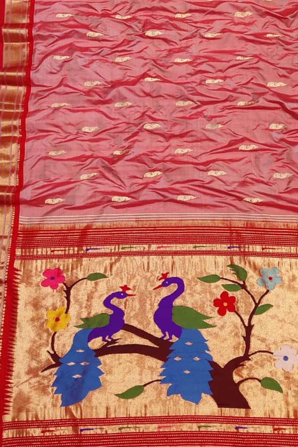 Pure Silk Pink Paithani Handloom Saree: Traditional Elegance - Luxurion World