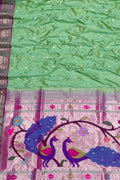 Pure Silk Green Paithani Handloom Saree: Traditional Elegance - Luxurion World